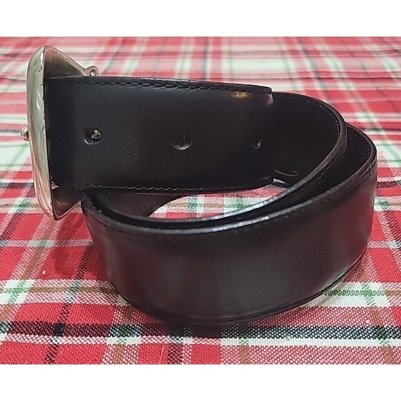 Brighton Black Leather Belt Silver Buckle Vintage Size Small 35603